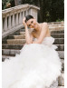 Strapless Ivory Pleated Tulle Ruffled Stunning Wedding Dress